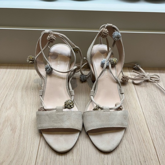 Loeffler Randall Bea Wrapped Ankle Suede Sandals Womens - Picture 2 of 4